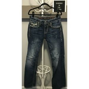 Rock Revival Buckle Damont Boot Jeans Men's Sz 32 x 30 Blue Distressed